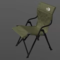 Olive Green Foldable Outdoor Chair with Black Metal Frame and Logo Design