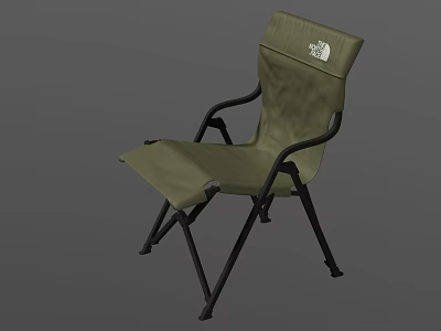 Olive Green Foldable Outdoor Chair with Black Metal Frame and Logo Design 3d model