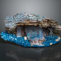 Realistic Miniature Terrain Model With Layered Rock Formations And Blue White Pebbles
