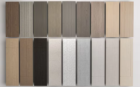 Modern wood veneer wall panel wood grain board 3d model