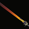 Fantasy Sword With Gradient Red Yellow Blade Serrated Edge And Striped Handle