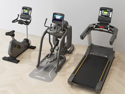 High Quality Fitness Equipment Including Exercise Bike Elliptical Trainer And Treadmill With Screens 3d model