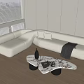 Modern Multiplayer Sofa Coffee Table Combination 3d model