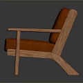 Orange Leather Bar Chair With Wooden Frame And Armrest In Modern Style