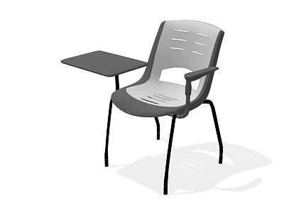 Ergonomic Office Chair With Slotted Backrest Attached Side Table And Black Metal Frame 3d model