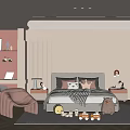 Kids Room Interior Design With Soft Colors Bed Pink Chair Desk and Toys