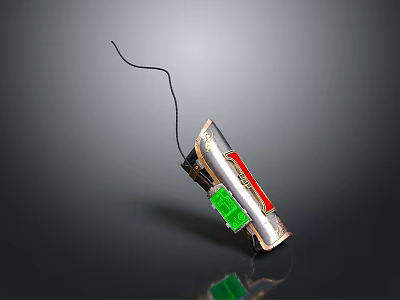 Portable Electronic Device With Metal Casing Red Green Components And Wire On Smooth Surface 3d model