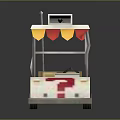 White Cart With Red Pink Number 7 Canopy Yellow Red Triangular Flags And Brown Seats