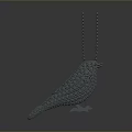 Bird Shaped Metal Hardware Tool Pendant With Diamond Inlays And Chain