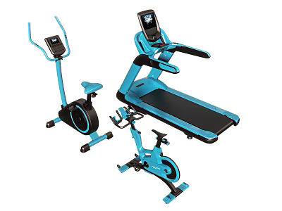 Modern Home Sports Equipment Collection With Treadmill Exercise Bike And Trainer 3d model