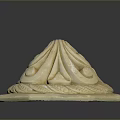 Intricate Plant Carving With Curled Leaves On Hexagonal Stone Base