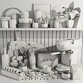 Modern Kitchen Decorative Ornamental Pieces Set With Coffee Machine Toaster Jars Plants And Cutting Boards