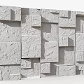 Modern Decorative Wall With 3D Textured Grey Blocks Geometric Pattern And Layered Structure 3d model