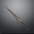 Elaborate Metallic Spear Design With Ornate Blade And Decorative Handle