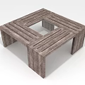 Stylish Wooden Square Coffee Table With Slatted Top And Hollow Center