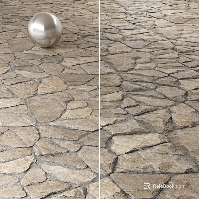 Natural Stone Paved Ground With Irregular Shapes And Earthy Textured Surface 3d model 
