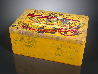 Vintage Yellow Cocktail Soap Tin With Worn Surface Red Label And Classic Print 3d model