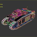 Dark Green Military Tank Vehicle Featuring Tracks Turret And Red Emblem Design
