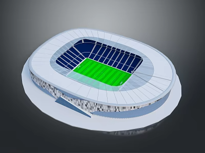Modern Round Stadium Architecture With Green Turf And White Seating Design Structure 3d model