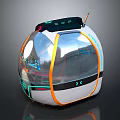 Futuristic Spherical Vehicle With Transparent Cabin Orange Frame Display Panel And Top Sensor