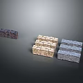 Various Colored Stacked Brick Blocks with Textured Surfaces and Different Shades
