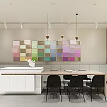 Modern Reception Area With Curved Front Desk Staff Member Pendant Light And Soft Decor