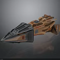 Futuristic Cosmic Spaceship 3D Model With Orange Gray Design And Aerodynamic Structure