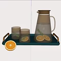 Modern Glass Tea Set With Gold Accent Tray And Lemon Rosemary Decoration