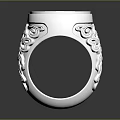 Ornate Silver Engraved Ring With Intricate Patterns And Decorative Top Design 3d model