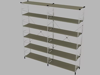 Modern Multi tiered Bookshelf With Metal Frame And Multiple Open Shelves Design 3d model