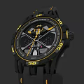 Black And Yellow Sports Watch With Bold Dial Markers And Silicone Strap