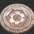 Decorative Ceramic Dish Featuring Intricate Brown Patterns And Ornate Borders 3d model