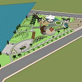 Vibrant Park Landscape Design With Green Space Playground Seating Pathways And Trees 3d model
