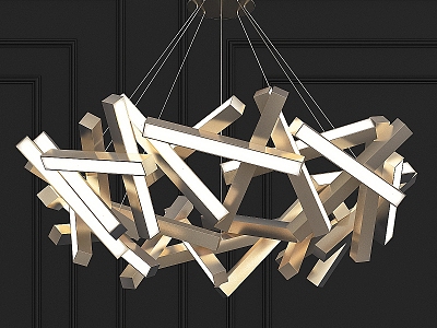 Modern metal strip chandelier 3d model