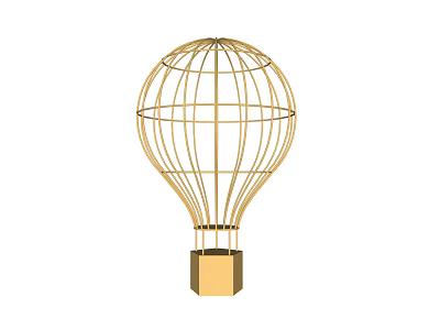 Golden Hot Air Balloon Metal Frame Decorative Ornament Set for Home Decor 3d model