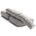 Modern Gray Plaid Two Seater Sofa With Curved Armrest And Soft Cushions