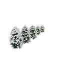 Snow Covered Evergreen Trees in Different Sizes with Human Silhouette for Scale 3d model