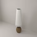 Sleek Modern Floor Lamp Featuring White Pleated Shade And Brown Base 3d model