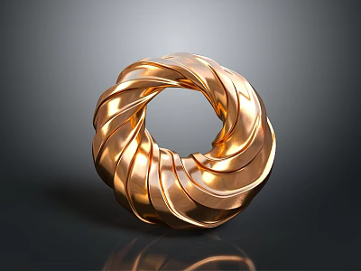 Golden Spiral Ring Shaped Metallic Clothing Accessory With Twisted Design For Trendy Looks 3d model