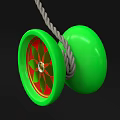 Vibrant Green Yoyo With Red And Yellow Patterned Design And Gold Center
