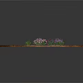 Vibrant Scenic Landscape With Pink Purple White Flowers and Lush Green Grass on Turquoise Ground