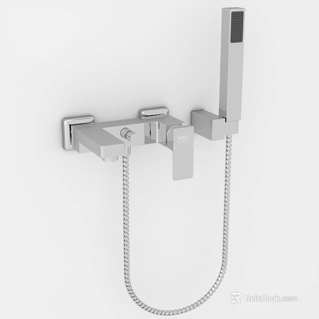 Modern Wall Mounted Shower Faucet Set With Metal Handheld And Chain 3d model 