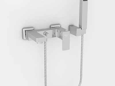 Modern Wall Mounted Shower Faucet Set With Metal Handheld And Chain 3d model