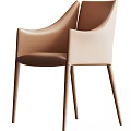 Modern Design Dining Chairs in Black Dark Brown Beige Leather with Armrests and Slim Legs