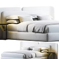 Modern Double Bed Design With Soft Mattress White Pillows And Nightstand