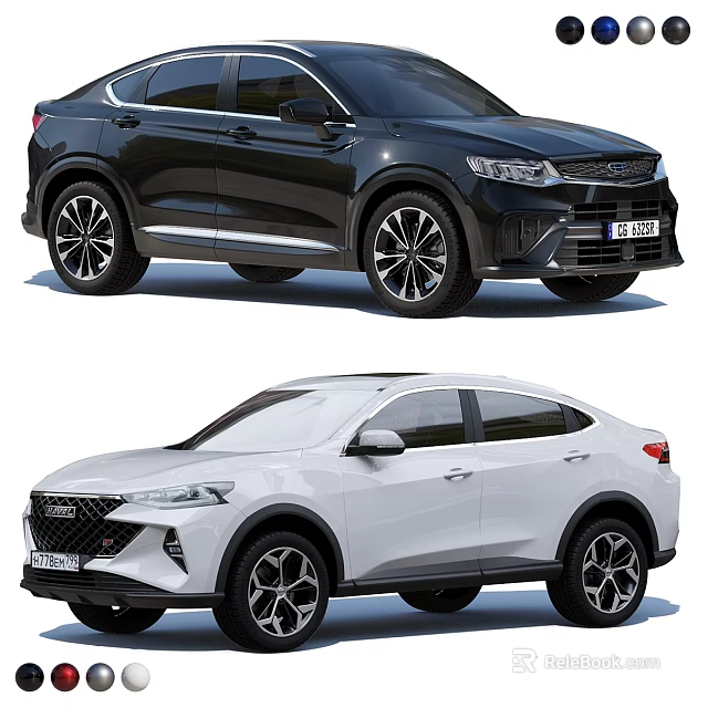 Black And White SUV Vehicles With Modern Sporty Exterior And Coupe Like Design 3d model 