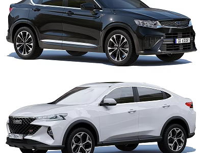 Black And White SUV Vehicles With Modern Sporty Exterior And Coupe Like Design 3d model