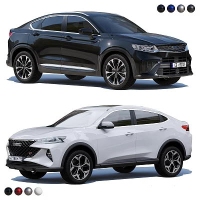 Black And White SUV Vehicles With Modern Sporty Exterior And Coupe Like Design 3d model