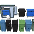 Different Colored Trash Bins With Wheels And Covered Shelter Designs For Waste