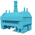 Green and White Industrial Processing Equipment With Tall Chimney Side Cylinders And Base Supports